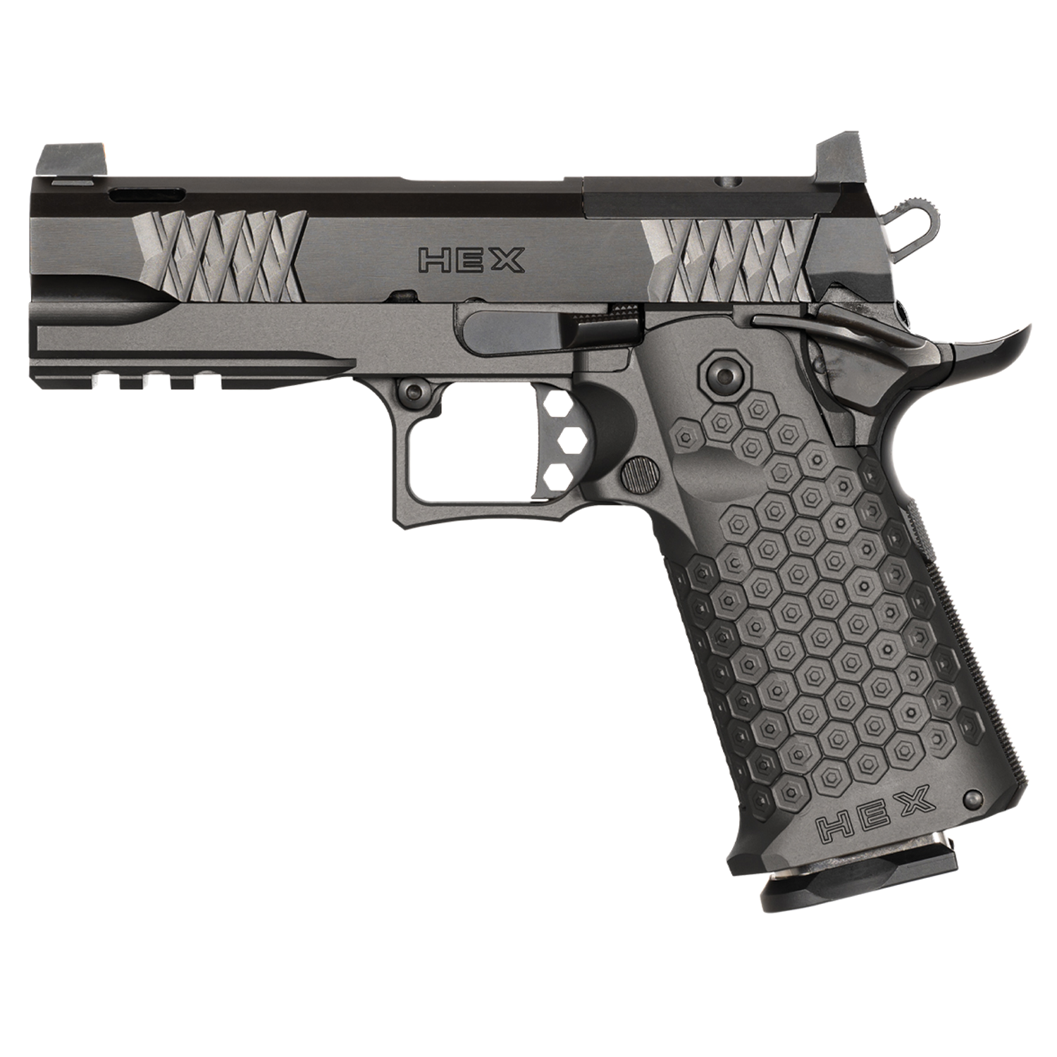 Jacob Grey Hex double-stack 1911 handgun