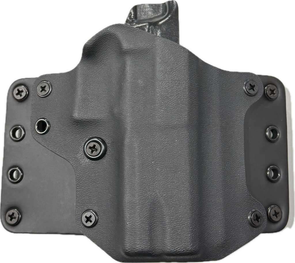 Holster, Straight, 1.75" OWB, RH, Optic Cut, Tall Sight, Leather Wing for Jacob Grey TWC Blk, Hex Models-Black