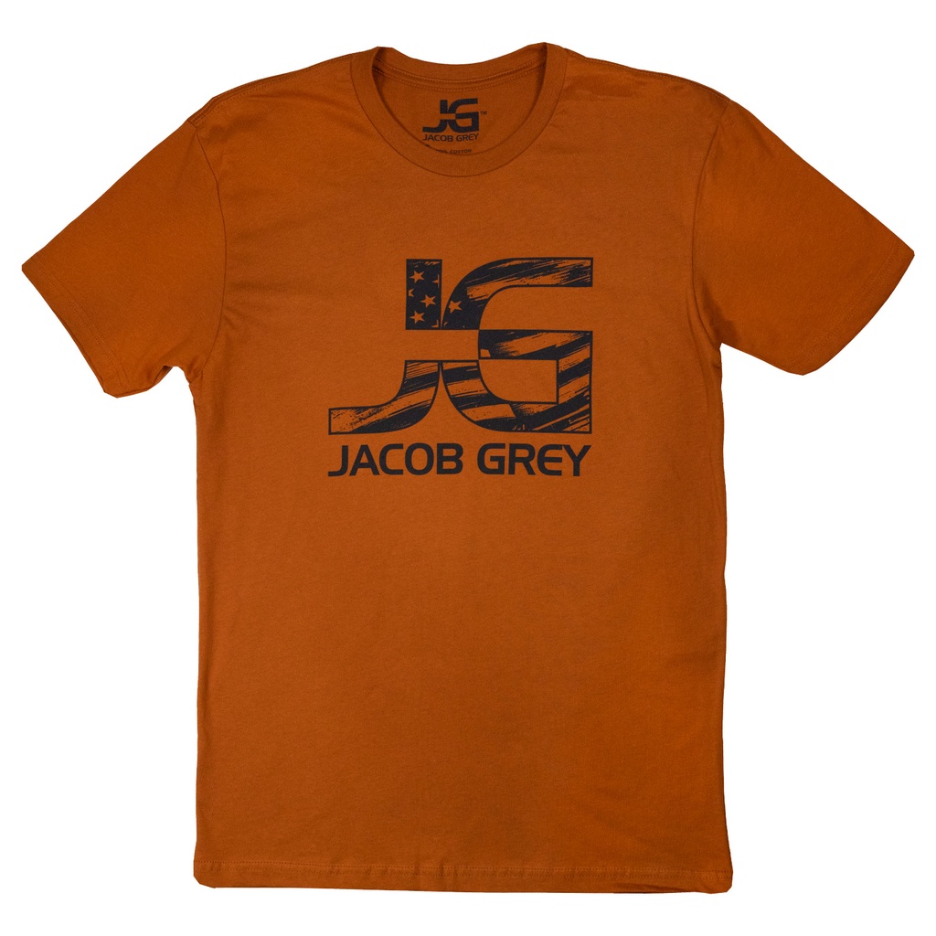 Jacob Grey T-Shirt- Stars & Stripes, Clay