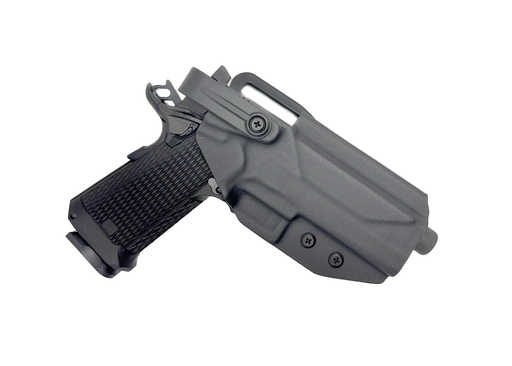 [JGARESL2] Alpha Omega ARES Level 2 OWB Holster – TWC Black / Hex – Right Hand – Black Kydex – TRS + QLS