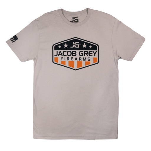 Jacob Grey T-Shirt- American Badge T-Shirt, LT Grey